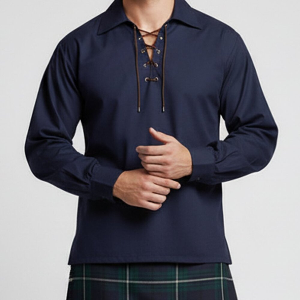 Men Cotton Shirt Navy Blue Beach Shirt For Summer Lightweight shirt